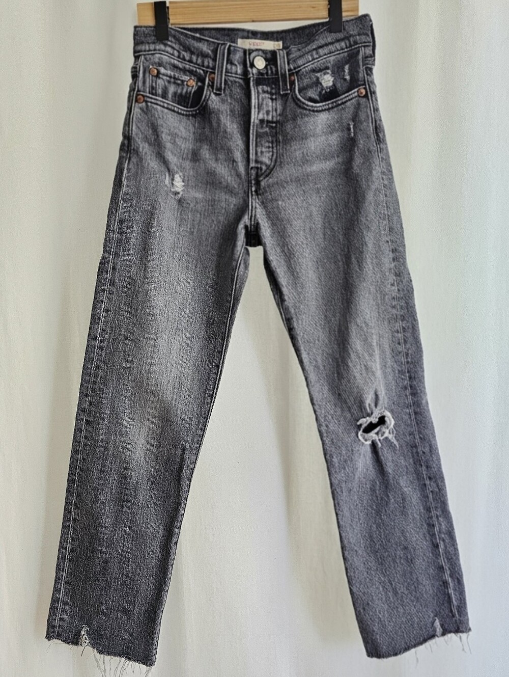 Levi's Black Wedgie Straight Cropped Denim Jeans